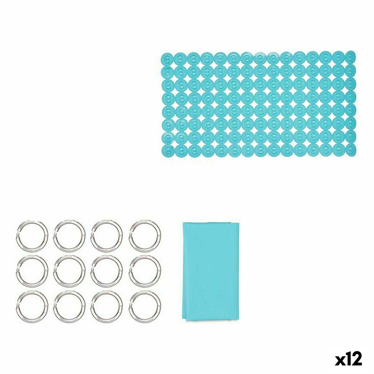 Conjunto de Banho Berilo Azul PVC Polietileno EVA 28 x 42 x 6 cm (12 Unidades)