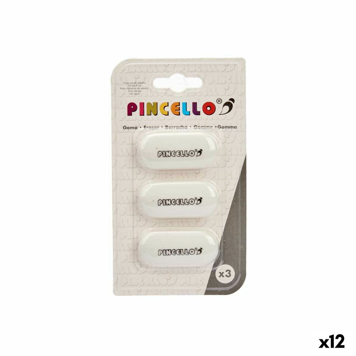 Conjunto de Borrachas Pincello Branco 9 x 16 x 1 cm (12 Unidades)