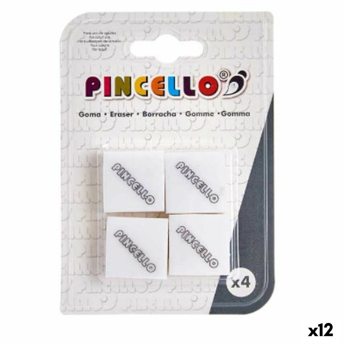 Conjunto de Borrachas Pincello Branco 9,5 x 13,5 x 2 cm (12 Unidades)