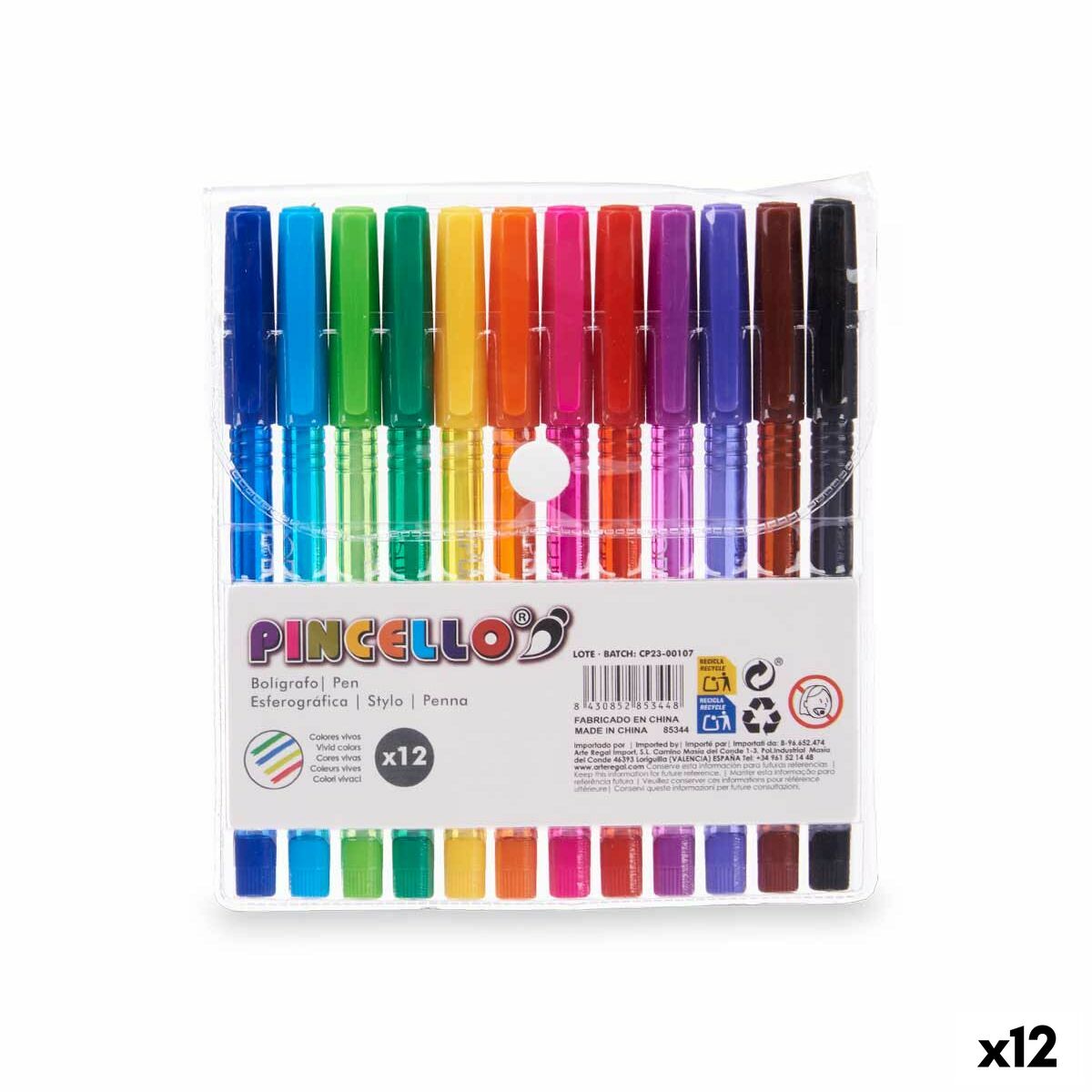 Conjunto de Canetas Pincello Amarelo Azul Castanho Preto Vermelho Verde Roxo Multicolor Laranja Cor de Rosa Violeta Verde-escuro