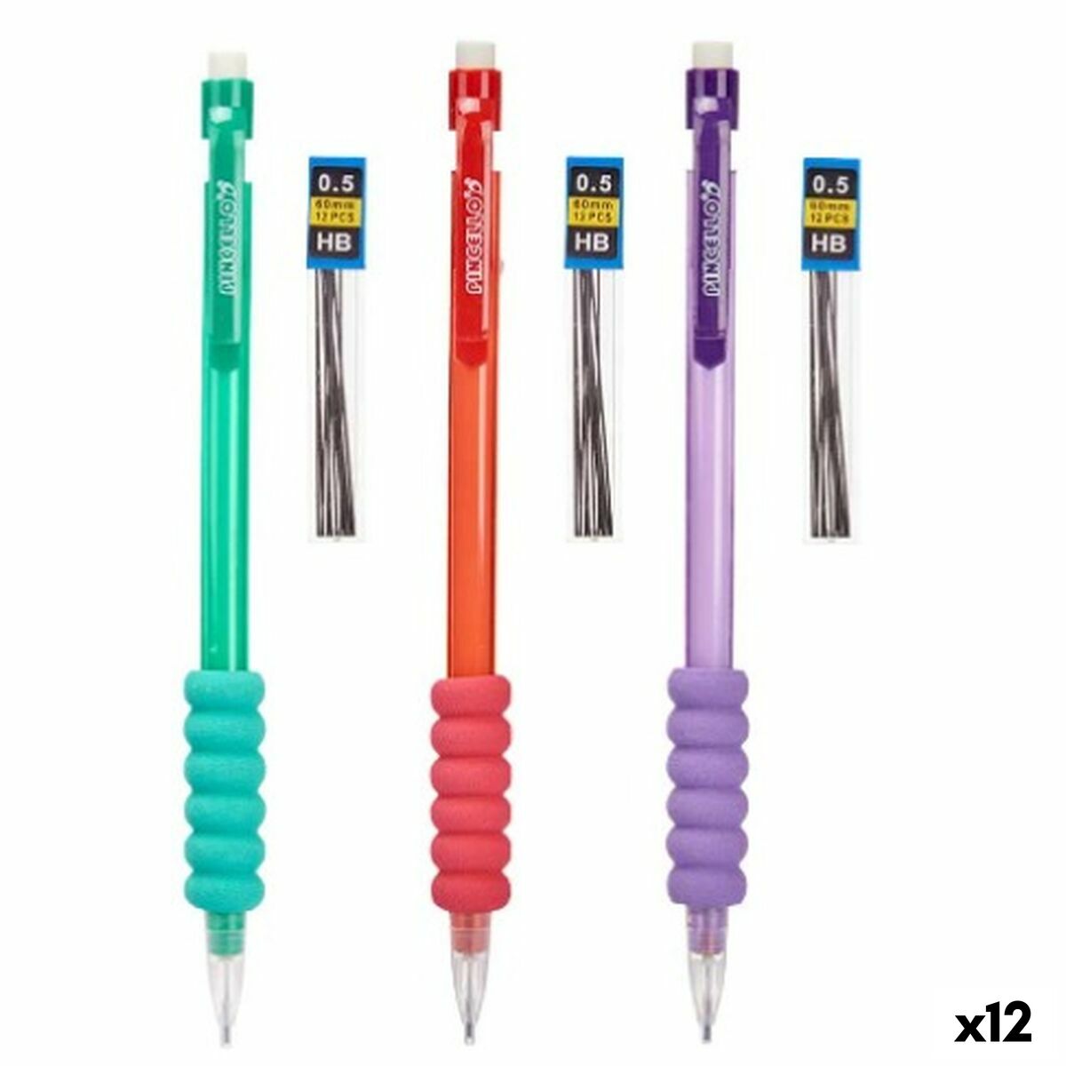 Porta-minas Pincello Azul Vermelho Verde Minas 0,5 mm (12 Unidades)