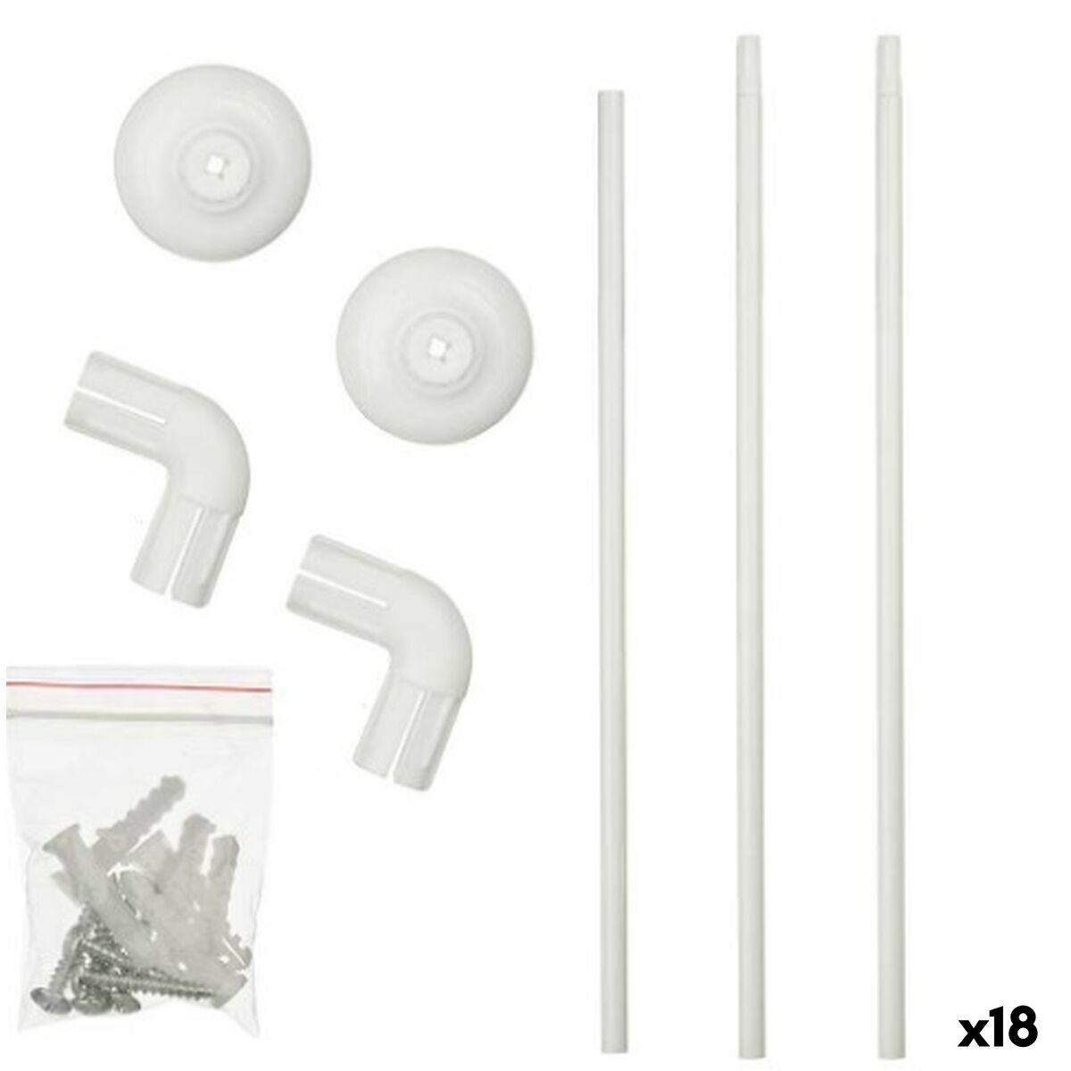Barra de duche Berilo Branco Alumínio 90 x 90 cm 113 x 2,5 x 7,5 cm Cortina de Duche (18 Unidades)