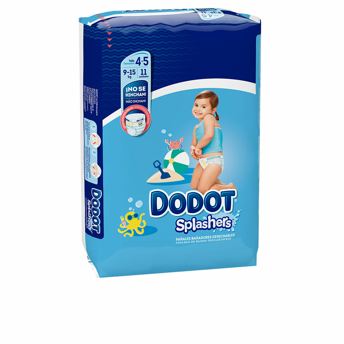 Fraldas descartáveis Dodot Splashers 4-5 9-15 kg (11 Unidades)
