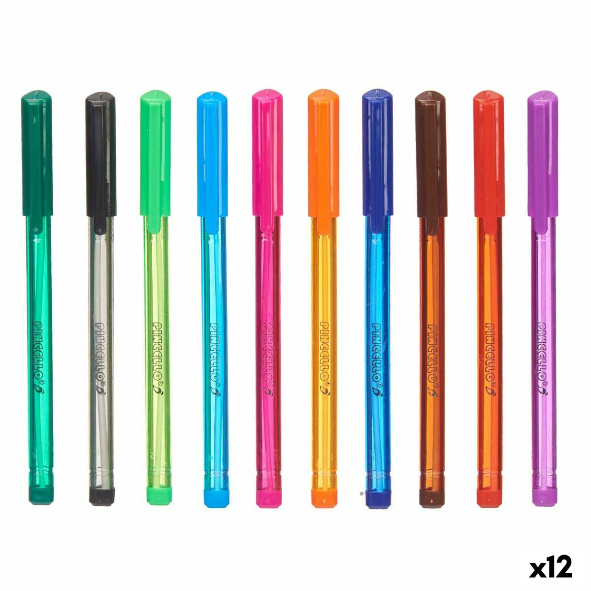 Conjunto de Canetas Pincello Azul Preto Vermelho Verde Roxo Multicolor Laranja Violeta Azul Claro Verde-escuro (12 Unidades)