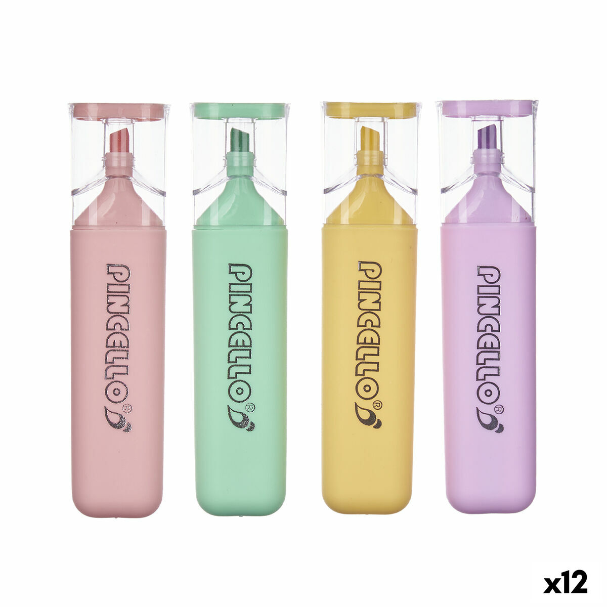 Conjunto de Marcadores Fluorescentes Pincello Amarelo Multicolor Cor de Rosa Violeta Menta (12 Unidades)