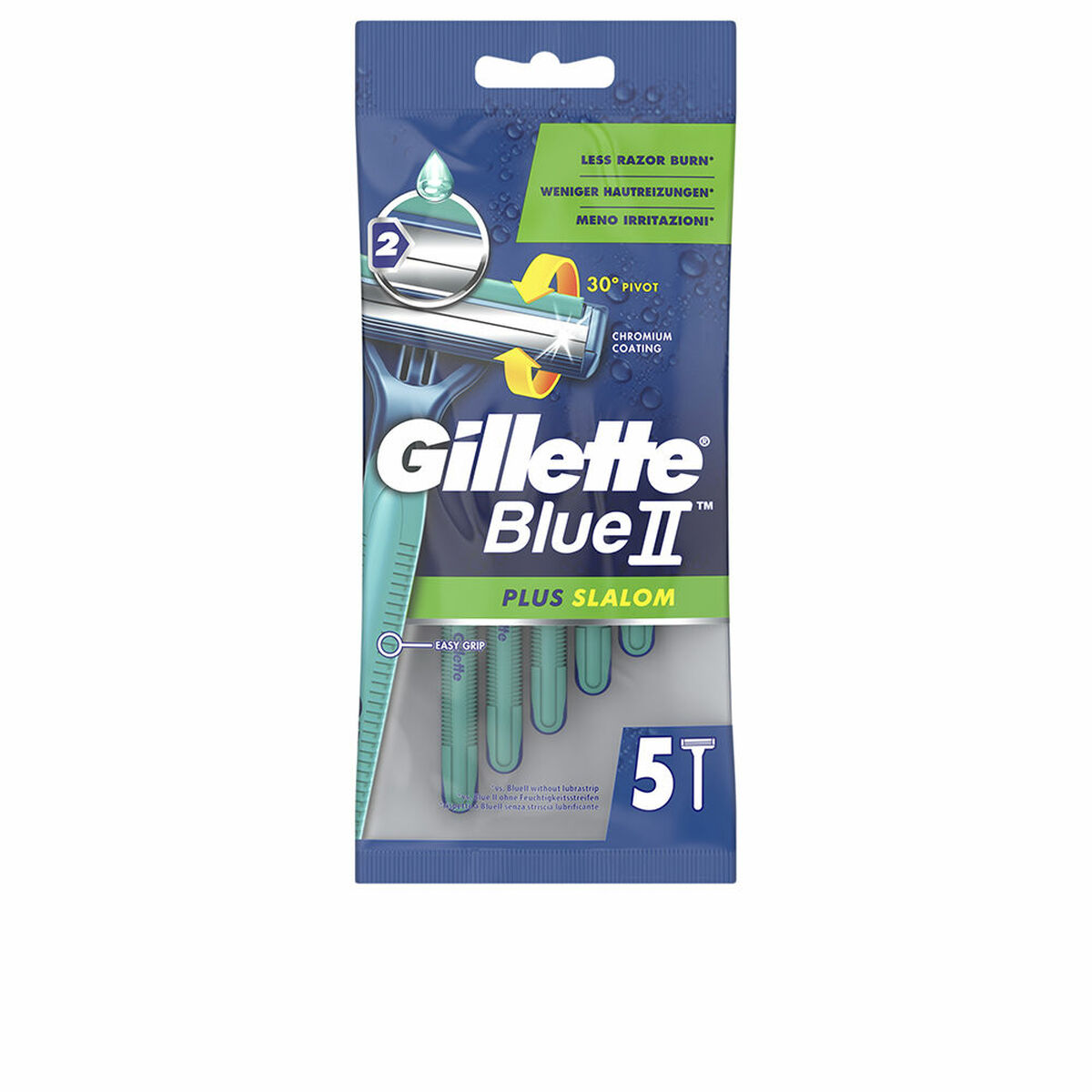 Máquinas de Barbear Descartáveis Gillette Blue II Plus Slalom 5 Unidades