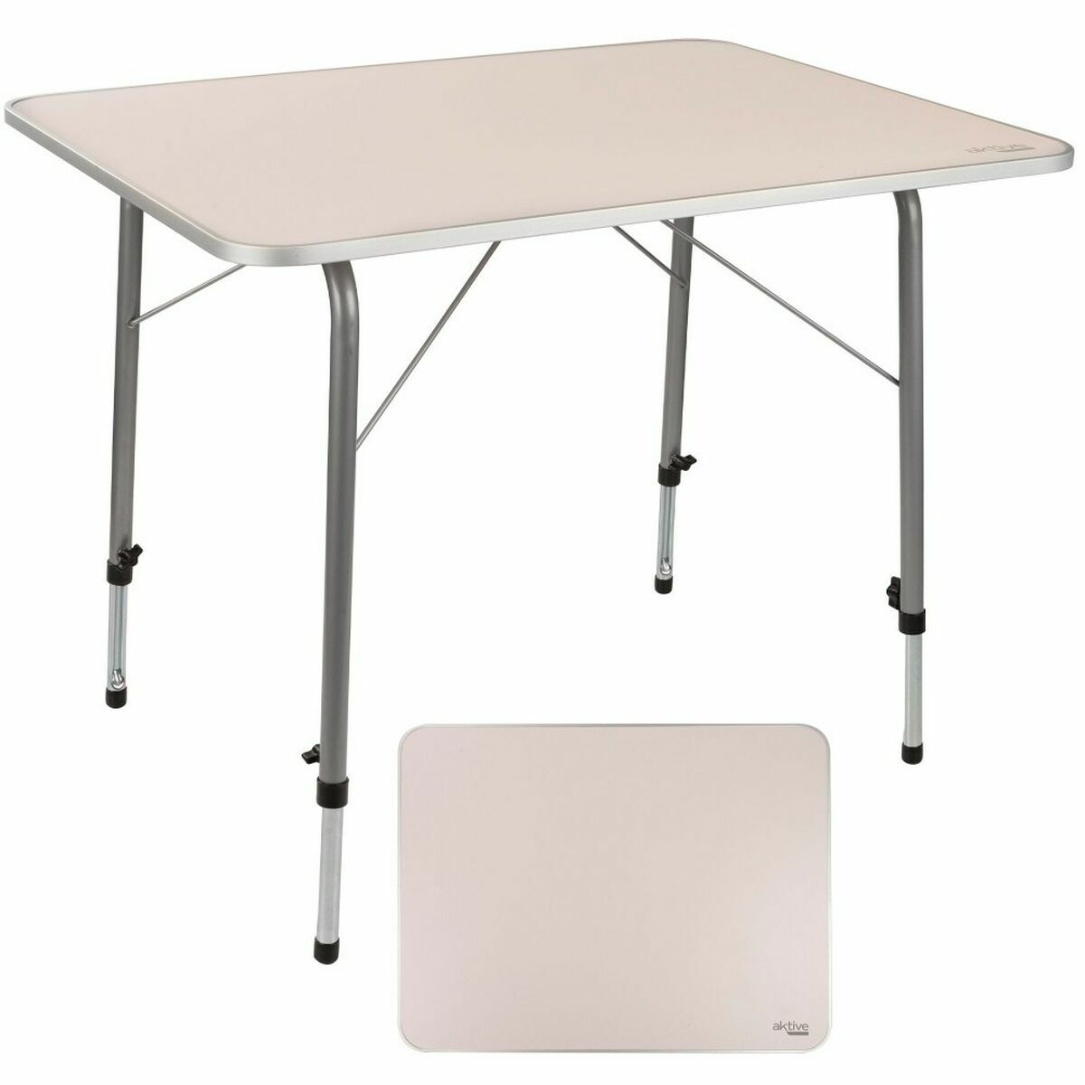 Mesa Aktive 80 x 60 cm Branco Dobrável Para campismo