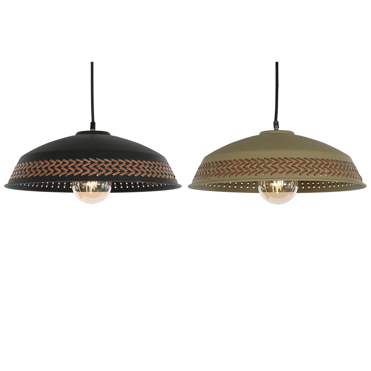 Candeeiro de teto DKD Home Decor Castanho Preto Creme Metal 50 W 42 x 42 x 24 cm (2 Unidades)