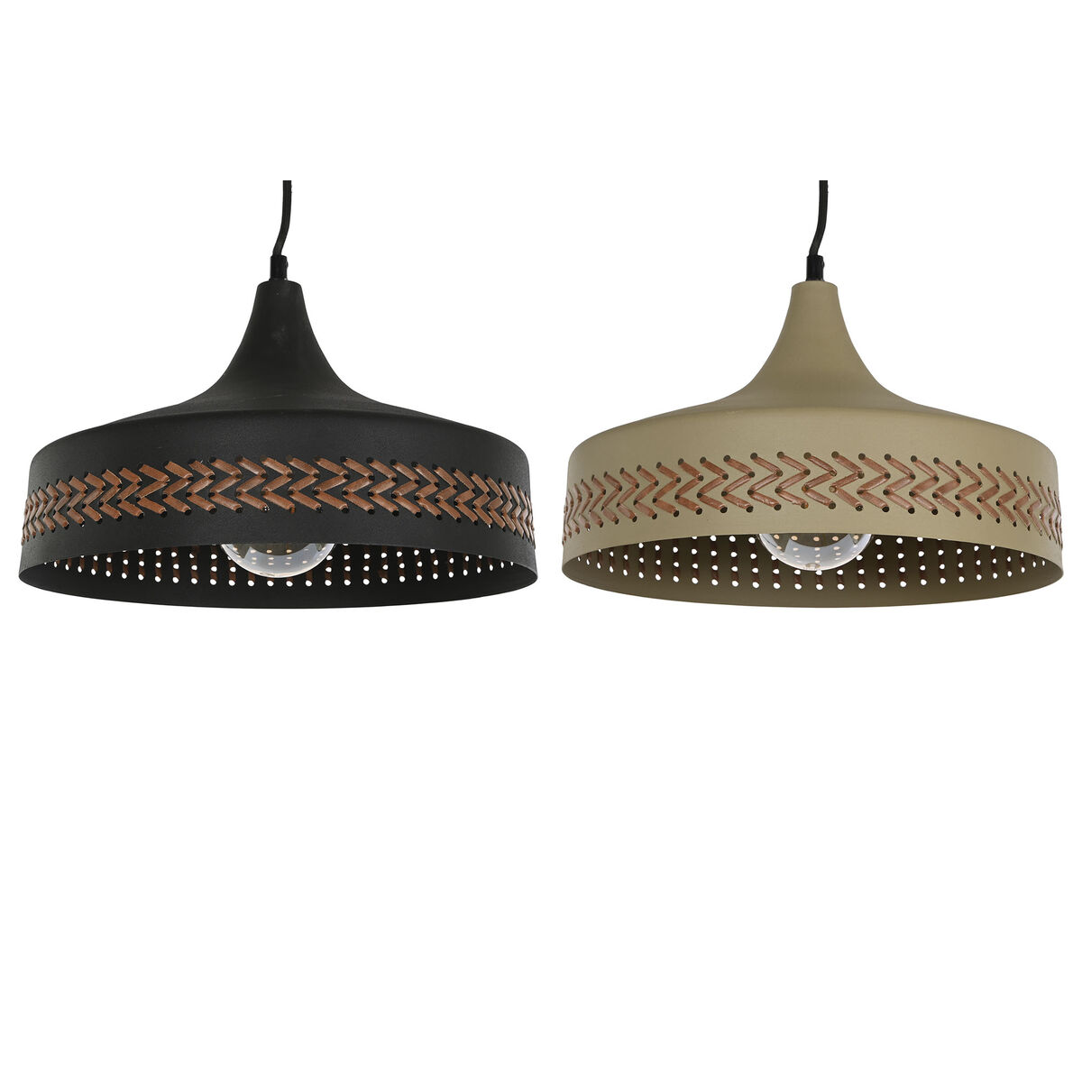 Candeeiro de teto DKD Home Decor Castanho Preto Creme Metal 50 W 35 x 35 x 20 cm (2 Unidades)