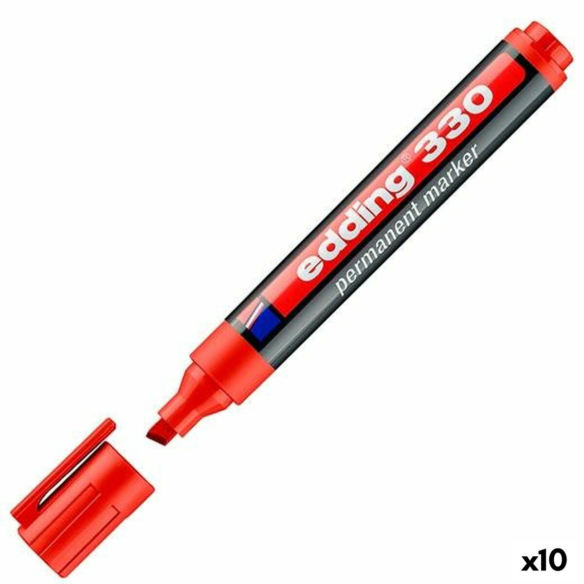Rotulador permanente Edding 330 Vermelho (10 Unidades)