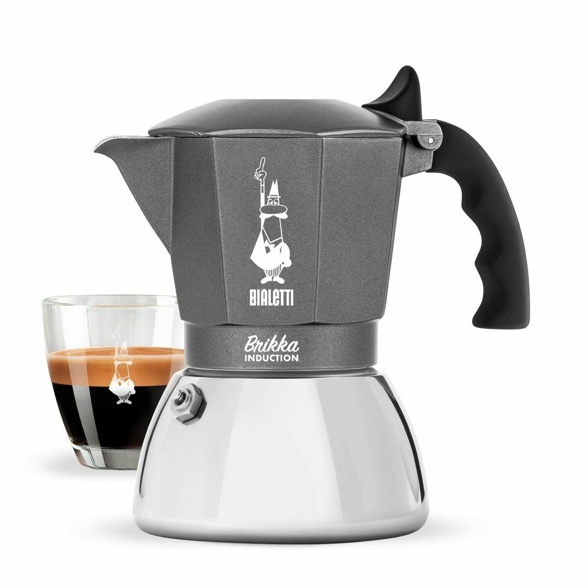 Cafeteira Italiana Bialetti 502020352 Antracite Silicone Alumínio Aço 180 ml