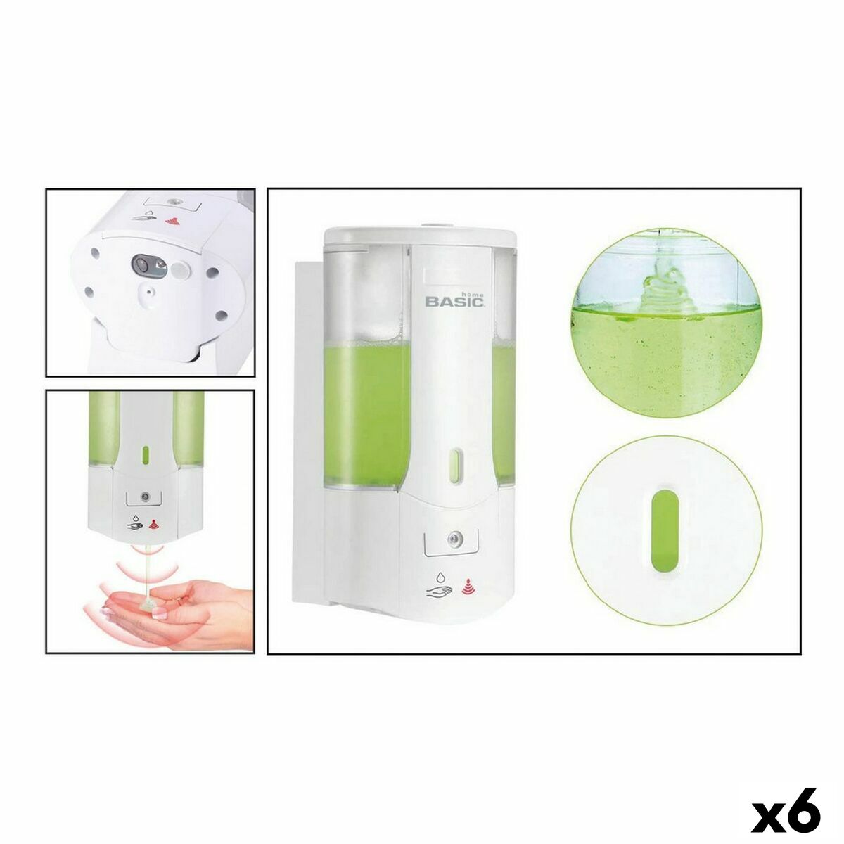 Dispensador de Sabão Basic Home 400 ml 0,4 l Elétrico De parede (6 Unidades)