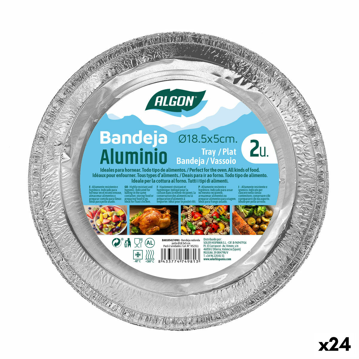 Jogo de Bandejas Algon Redonda Frango 24 Unidades