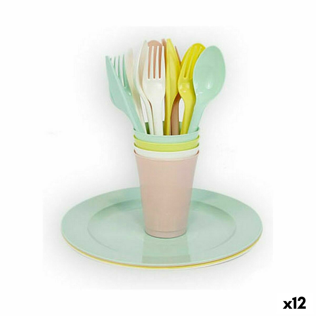 Conjunto de Louça Dem 20 Peças Multicolor Picnic (12 Unidades)