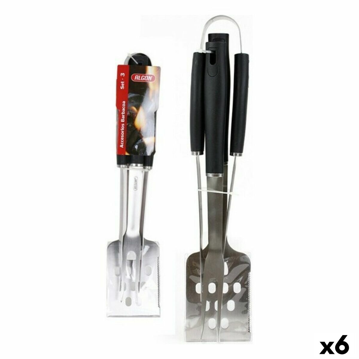 Utensílios para churrasco BBQ Black Algon 104748 3 Peças (6 Unidades)