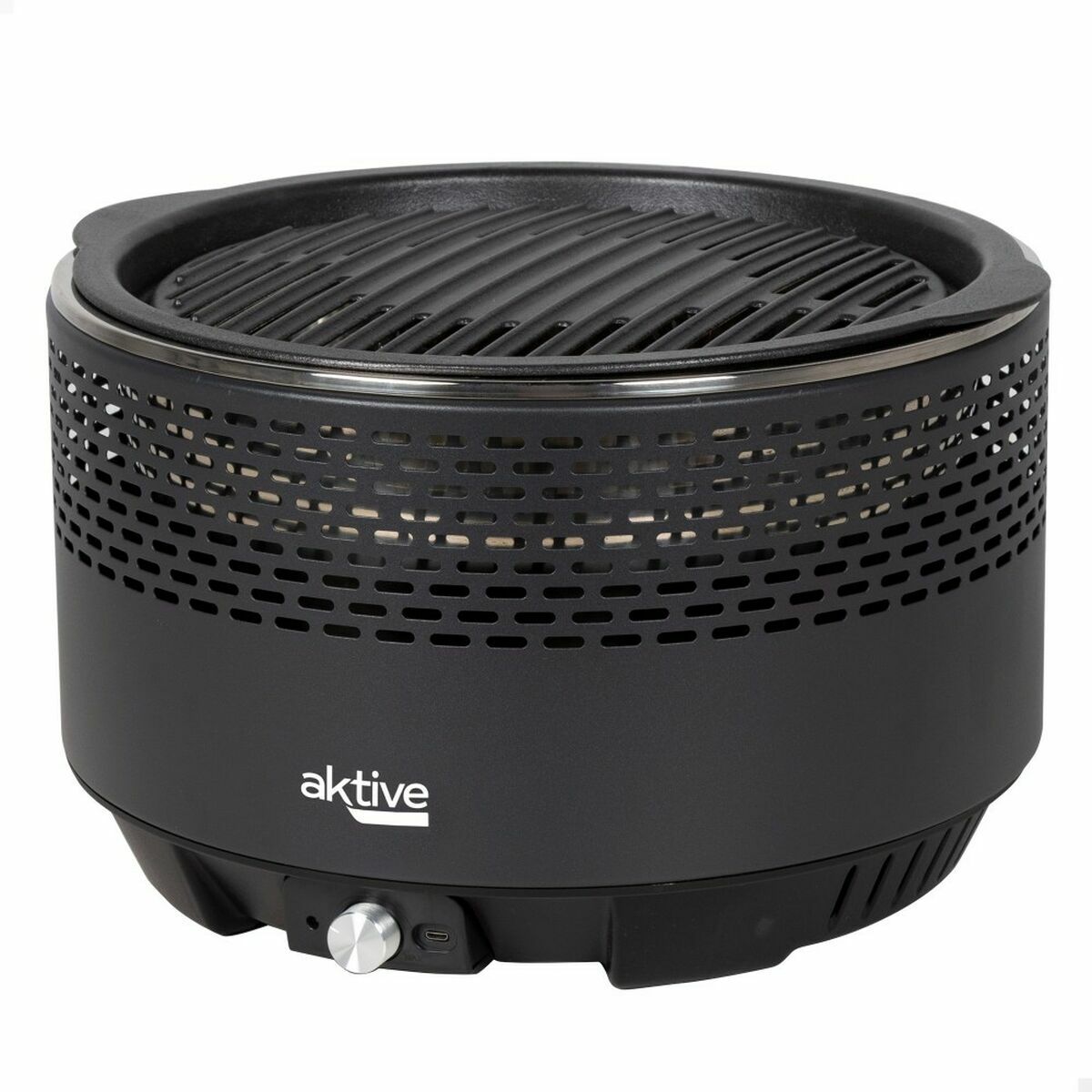 Churrasco Portátil Aktive Redonda Sem fumos Preto Ø 34 cm