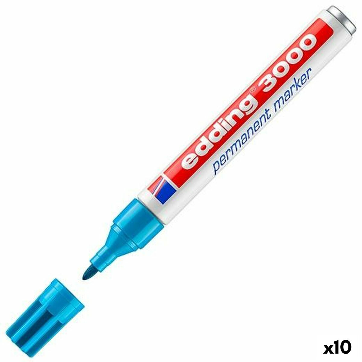 Rotulador permanente Edding 3000 Azul Claro (10 Unidades)