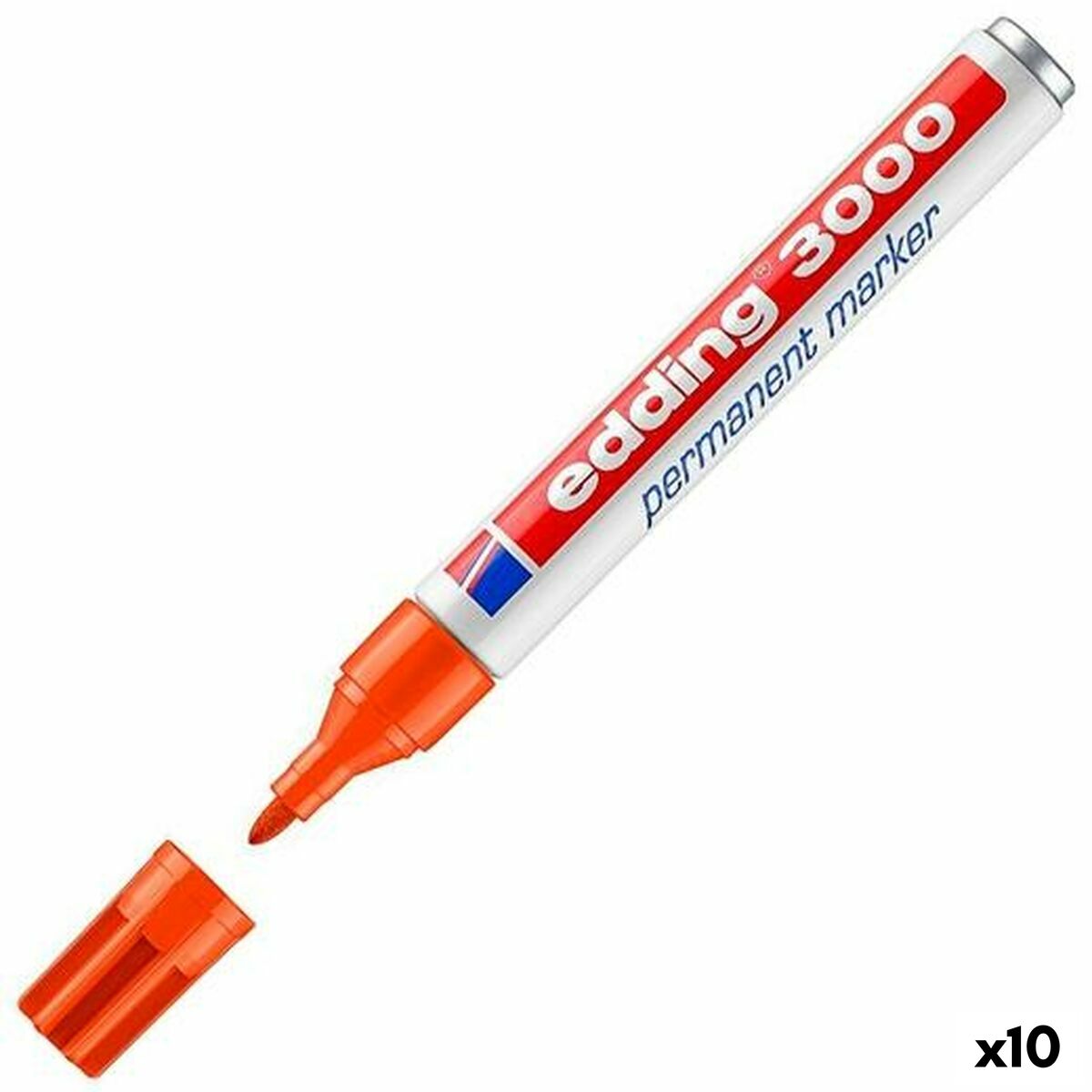 Rotulador permanente Edding 3000 Laranja (10 Unidades)