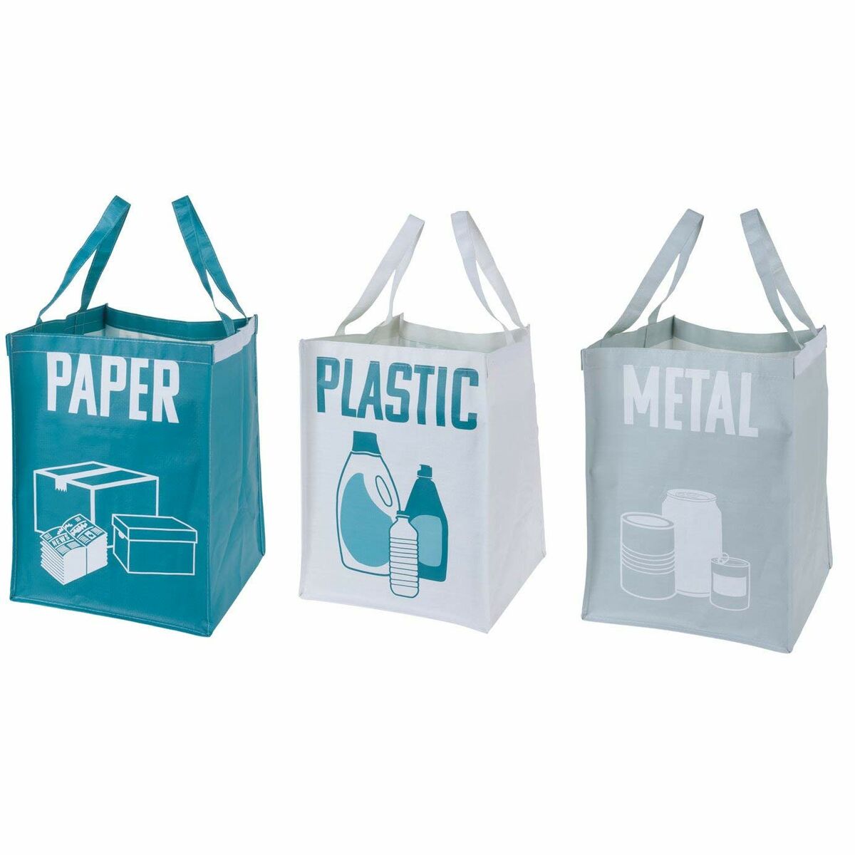 Sacos de Lixo Paper-Plastic-Metal Reutilizável 30 x 39 x 30 cm (3 Unidades)