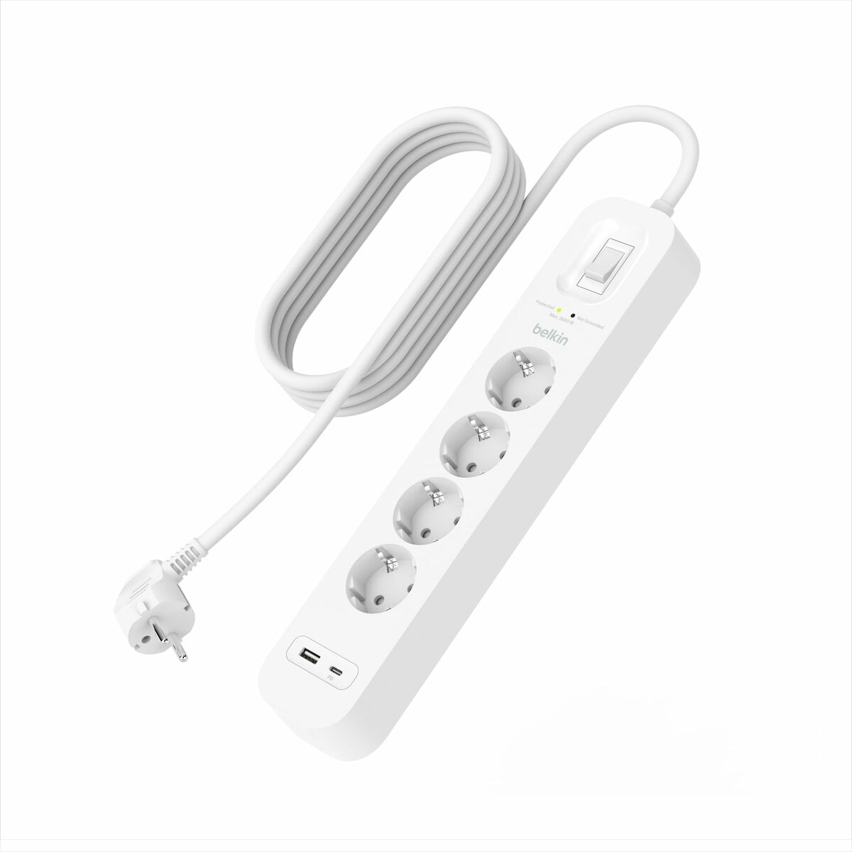 Extensão com 4 tomadas com interruptor Belkin SRB001VF2M (2 m)