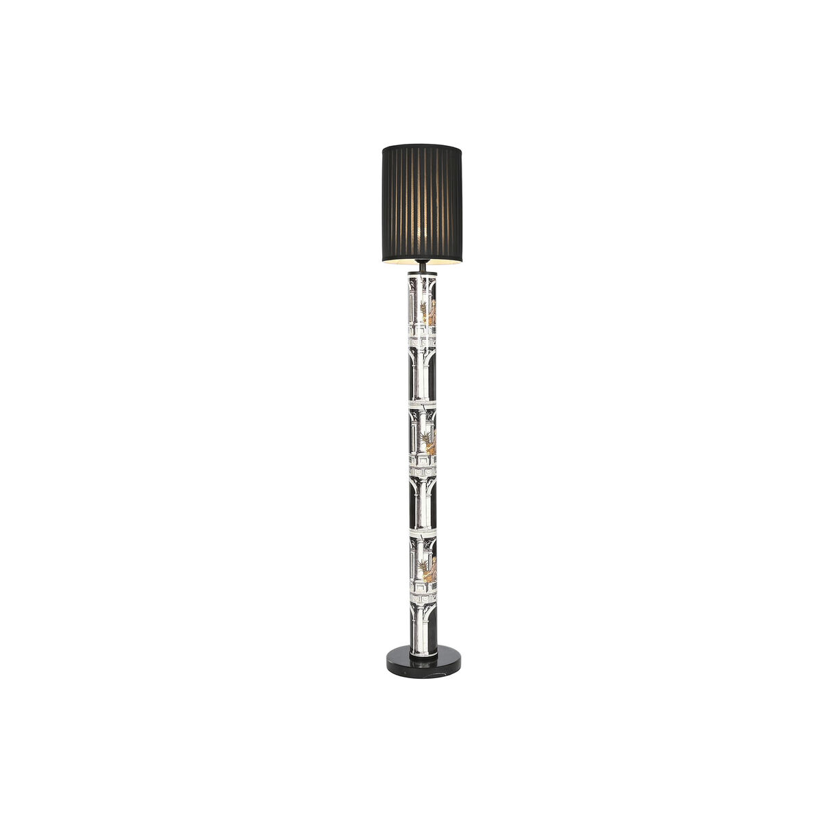 Luminária de chão Home ESPRIT Branco Preto Dourado Metal Porcelana Polipropileno 25 x 25 x 166 cm