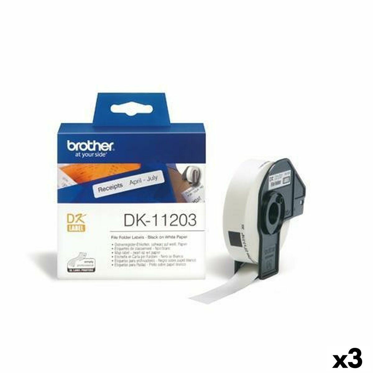 Rolo de Etiquetas Brother DK-11203 17 x 87 mm (3 Unidades)