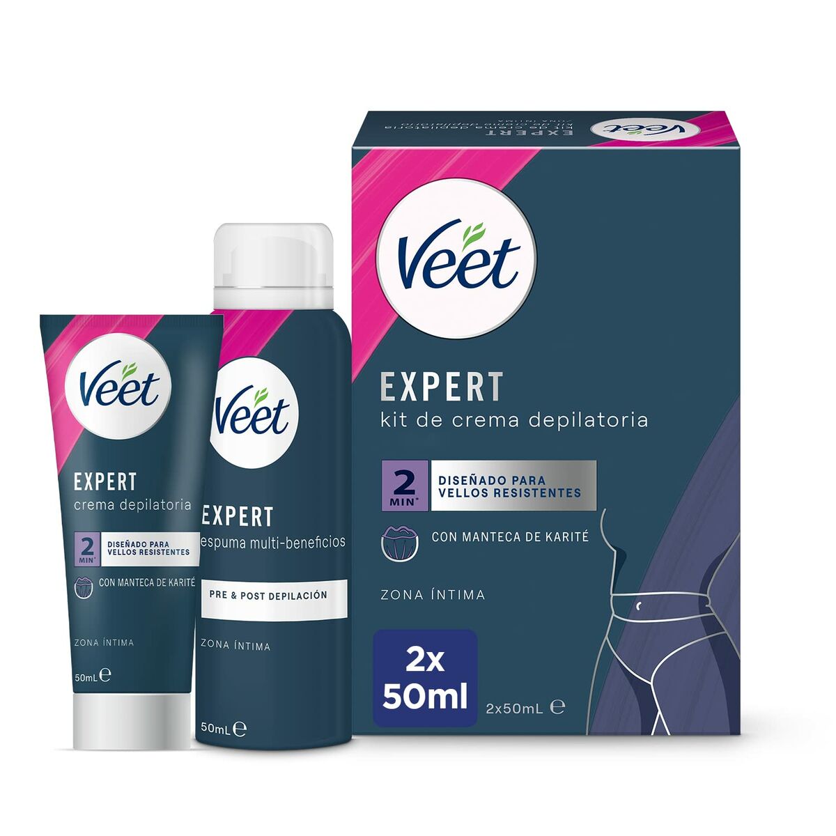 Conjunto para Barbear Veet Expert Depilação Linha do biquíni/Zonas íntimas 2 Peças