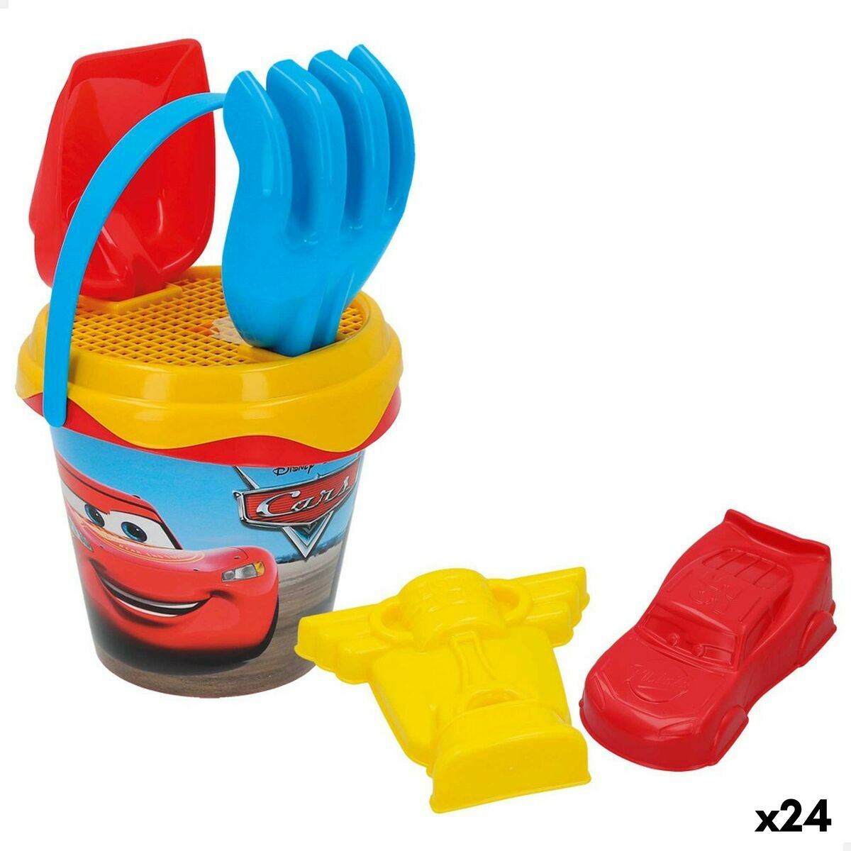 Conjunto de brinquedos de praia Cars Ø 14 cm (24 Unidades)