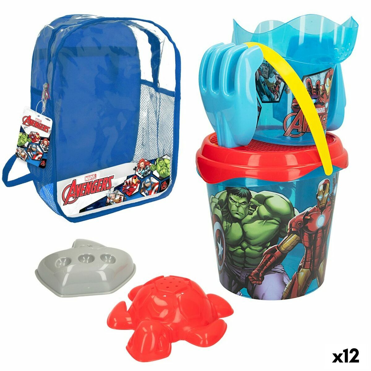 Conjunto de brinquedos de praia The Avengers Ø 18 cm Polipropileno (12 Unidades)