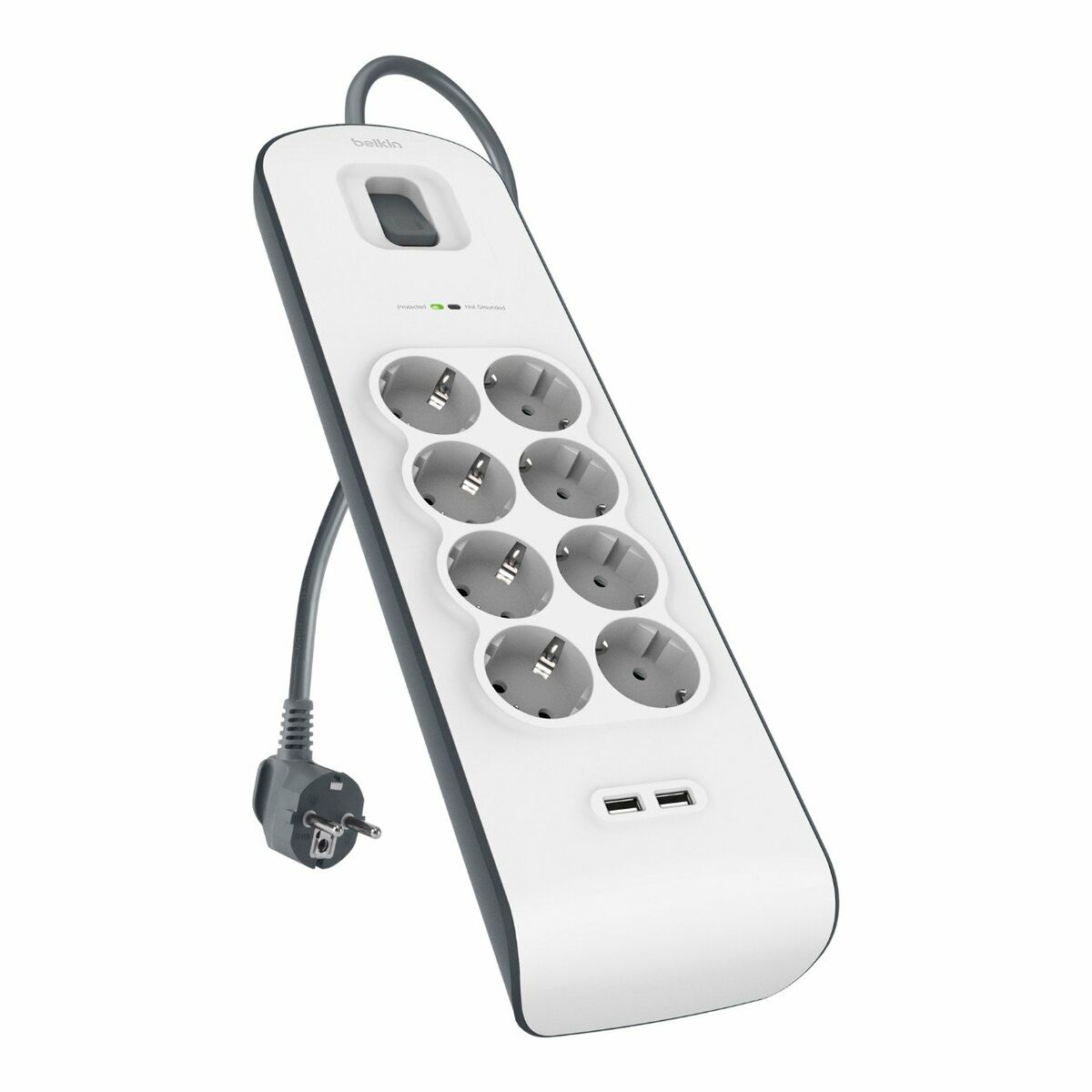 Extensão com 8 Tomadas com Interruptor Belkin BSV804VF2M USB x 2 Branco (2 m)