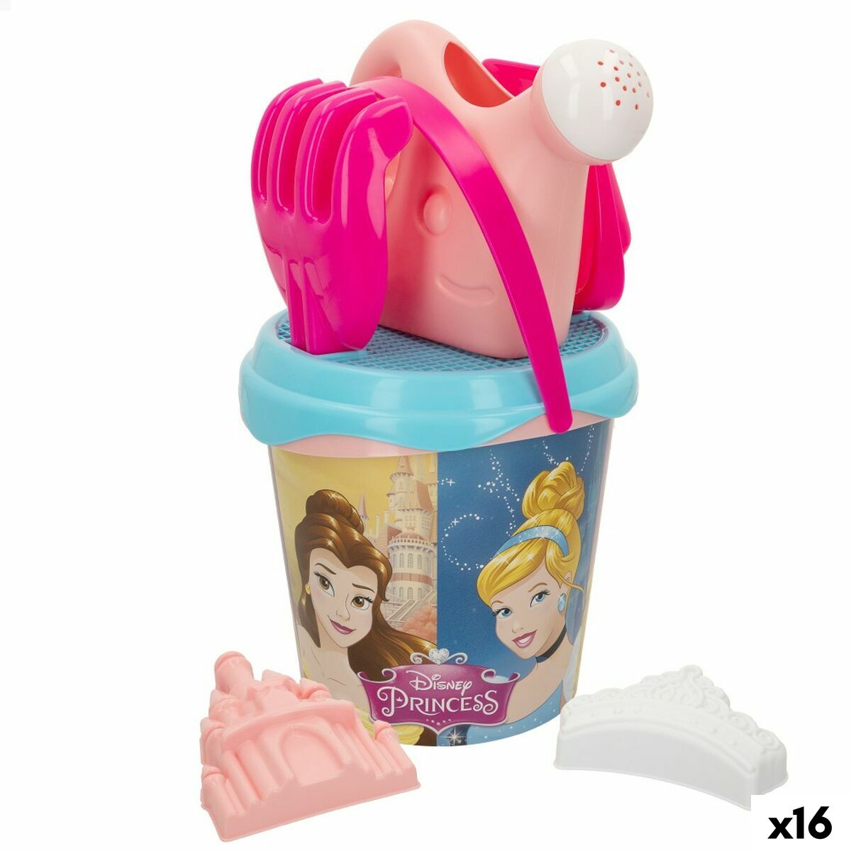 Conjunto de brinquedos de praia Princesses Disney Ø 18 cm (16 Unidades)