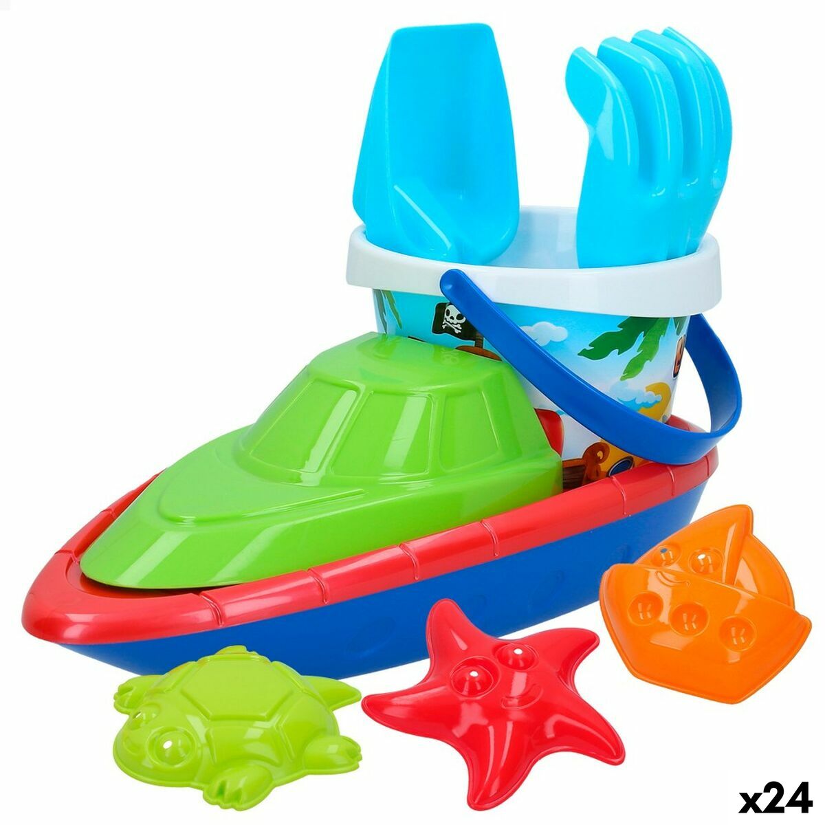 Conjunto de brinquedos de praia Colorbaby 8 Peças Barco Polipropileno (24 Unidades)