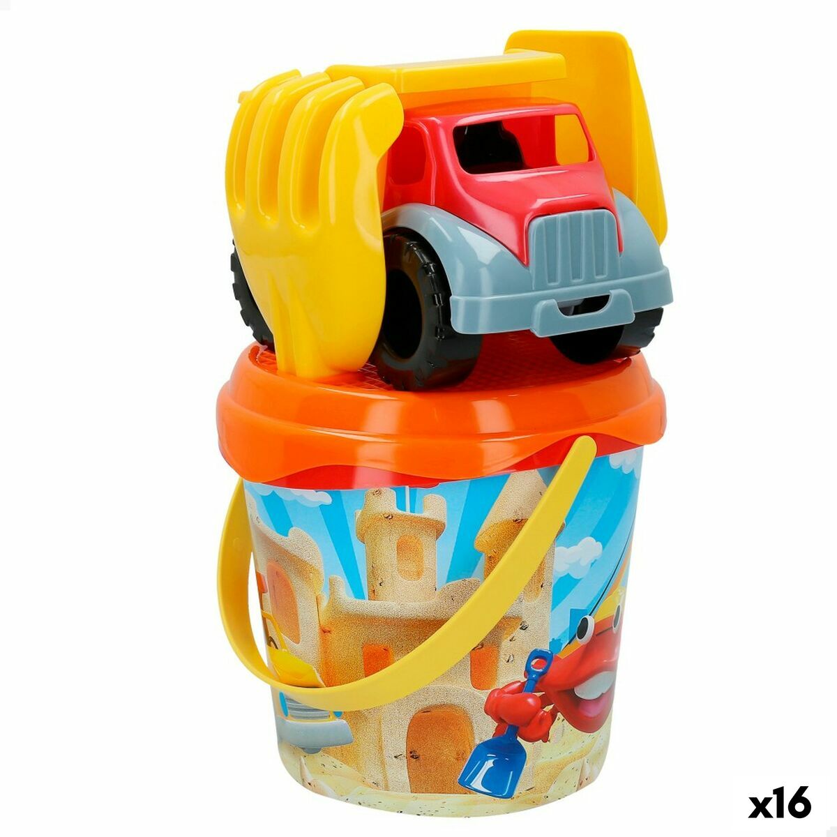 Conjunto de brinquedos de praia Colorbaby Ø 18 cm Polipropileno (16 Unidades)
