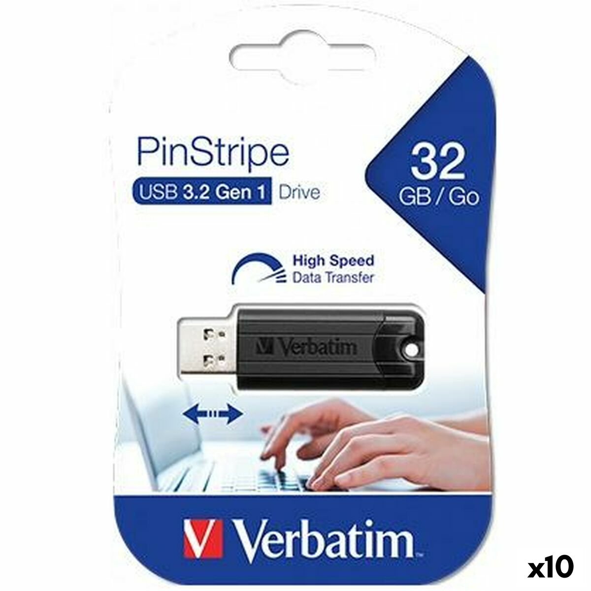 Memória USB Verbatim Pinstripe Preto 32