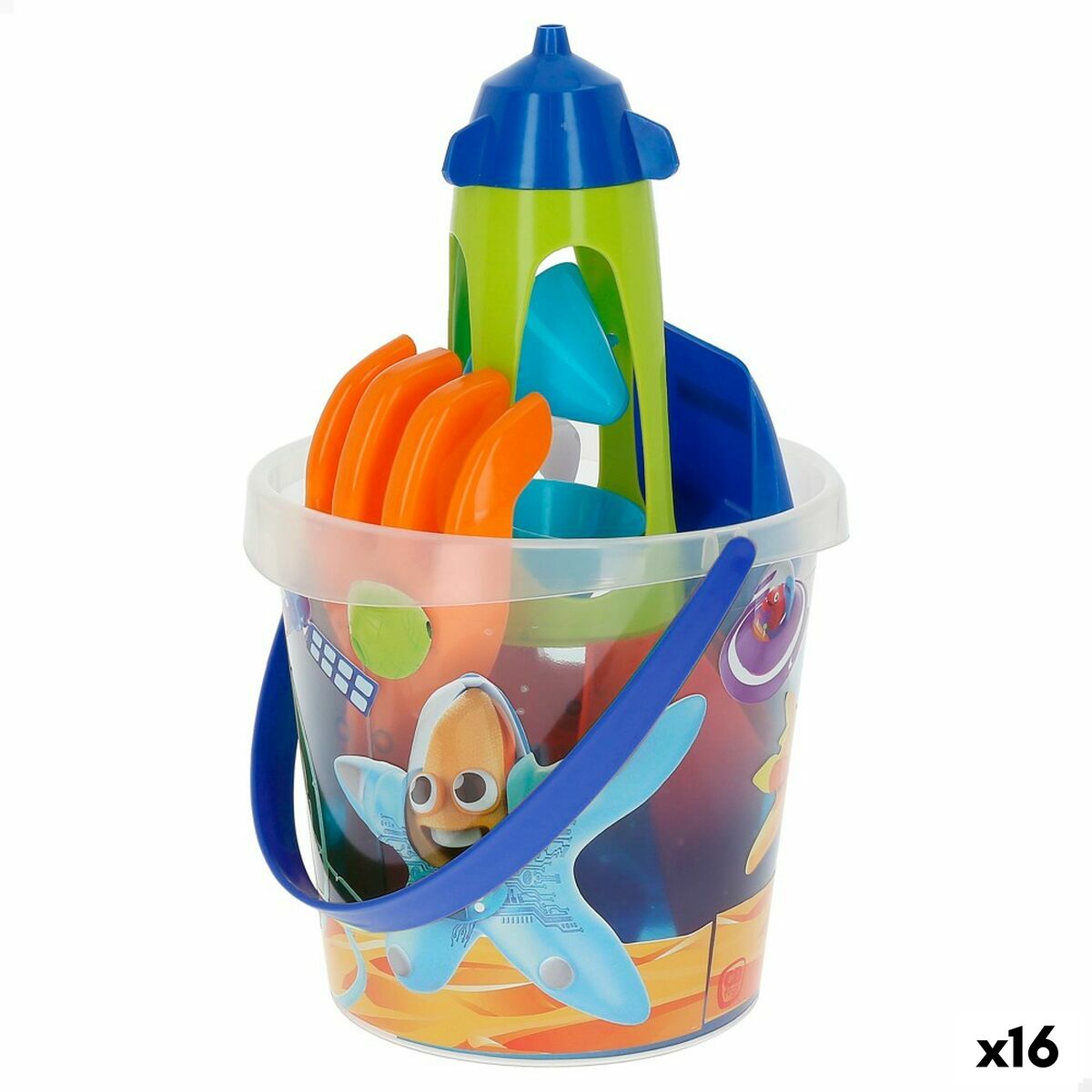 Conjunto de brinquedos de praia Colorbaby Mr Craby Ø 18 cm Polipropileno (16 Unidades)
