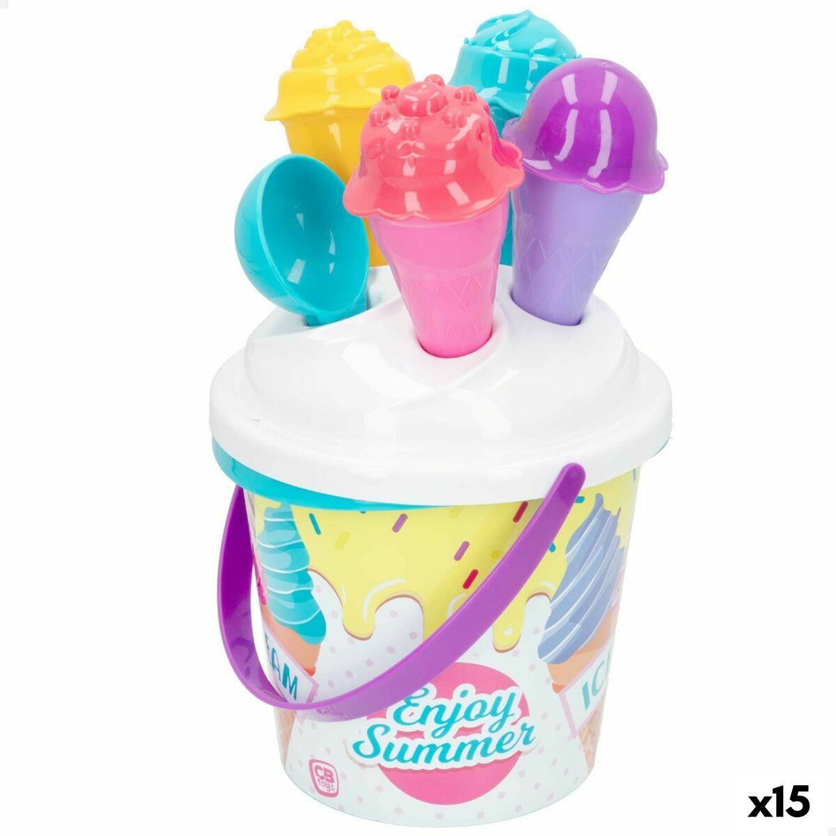 Conjunto de brinquedos de praia Colorbaby Ø 18 cm 11 Peças Gelado Polipropileno (15 Unidades)