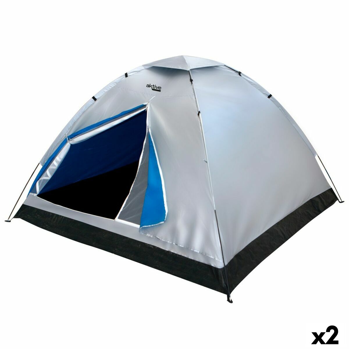 Tenda de Campanha Aktive 4 pessoas 205 x 130 x 205 cm (2 Unidades)