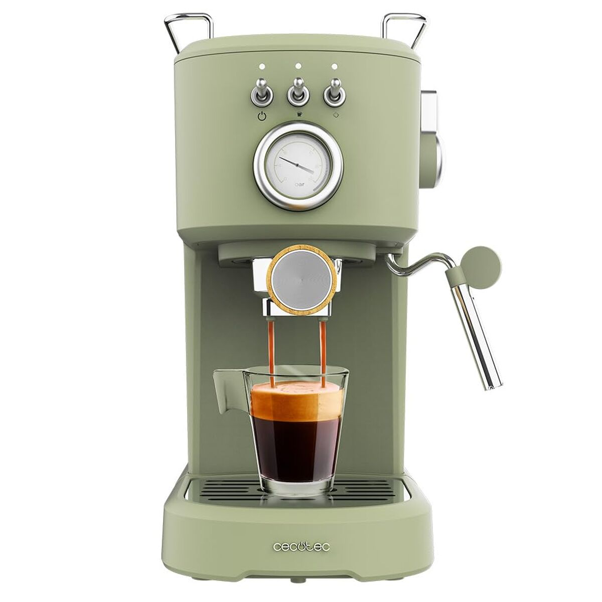 Máquina de Café Expresso Cecotec Power Espresso 20 Retro 1,25 L Verde Aço inoxidável