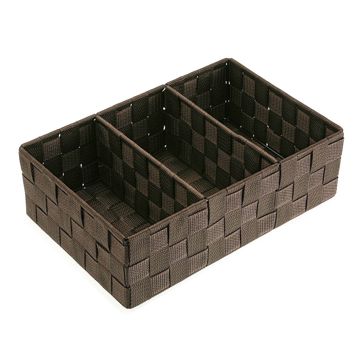 Caixa com compartimentos Versa Catanho escuro 21 x 10 x 32 cm