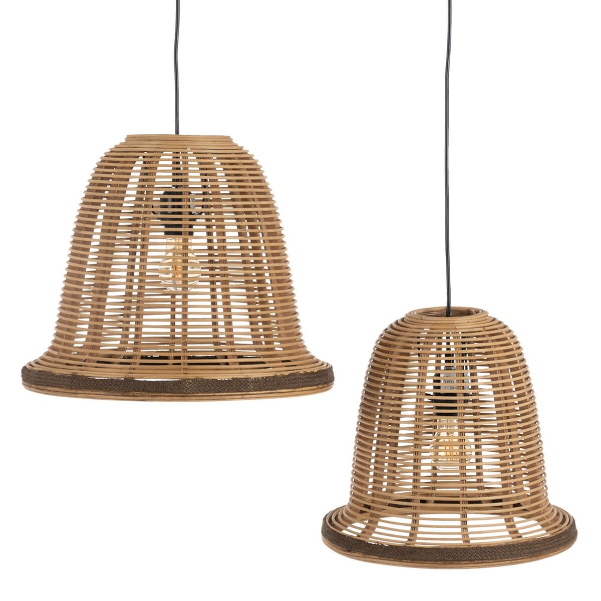 Candeeiro de teto Natural Bambu 220-240 V 41 x 41 x 33 cm (2 Unidades)