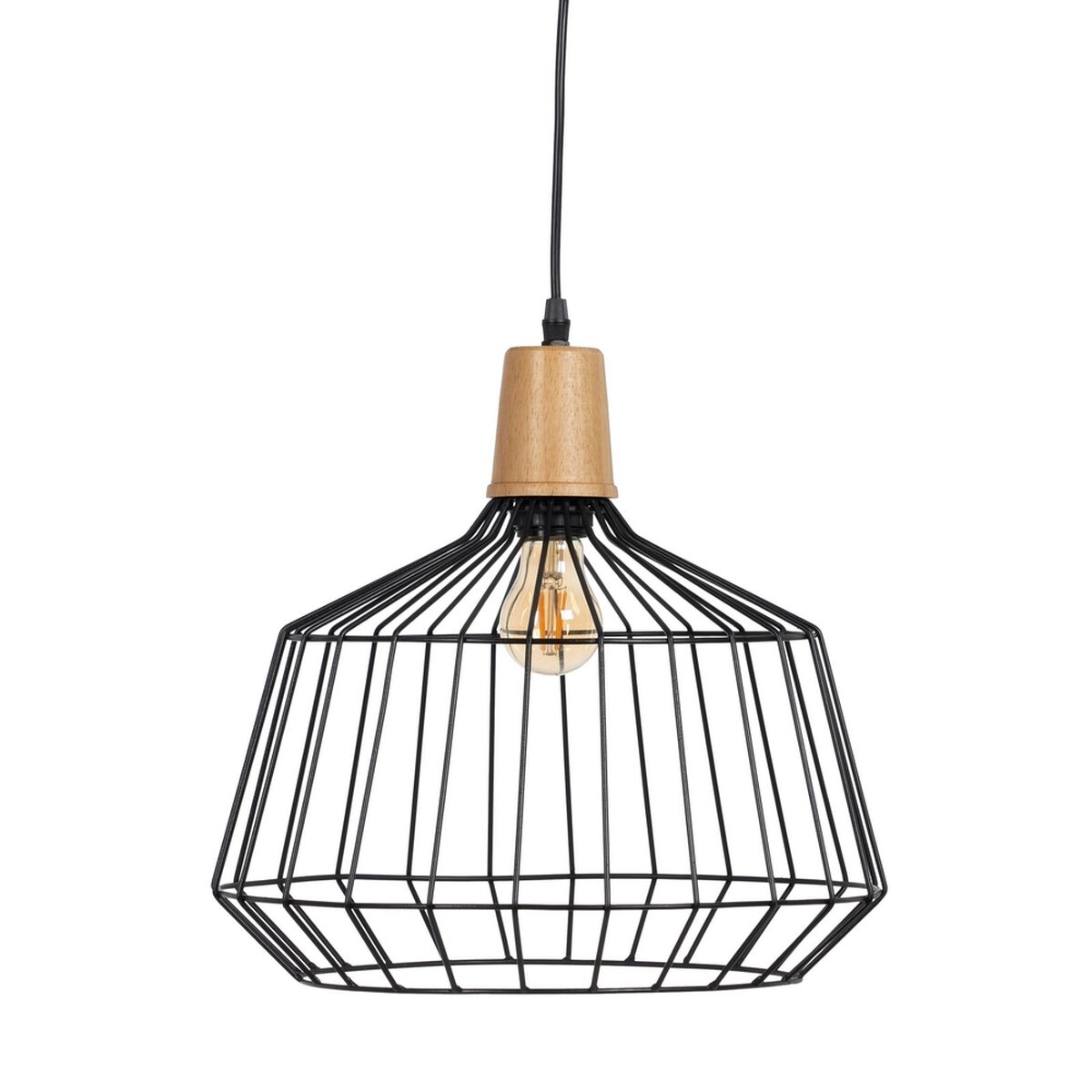 Candeeiro de teto Preto Natural Madeira Ferro 220-240 V 36 x 36 cm