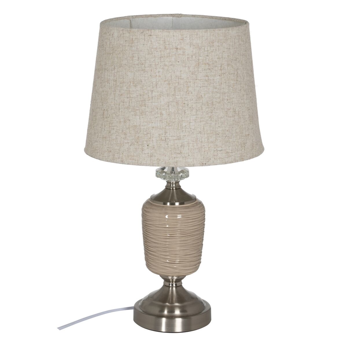 Lâmpada de mesa Bege Prateado Metal Cristal 10 W 220 V 31,5 x 31,5 x 54 cm
