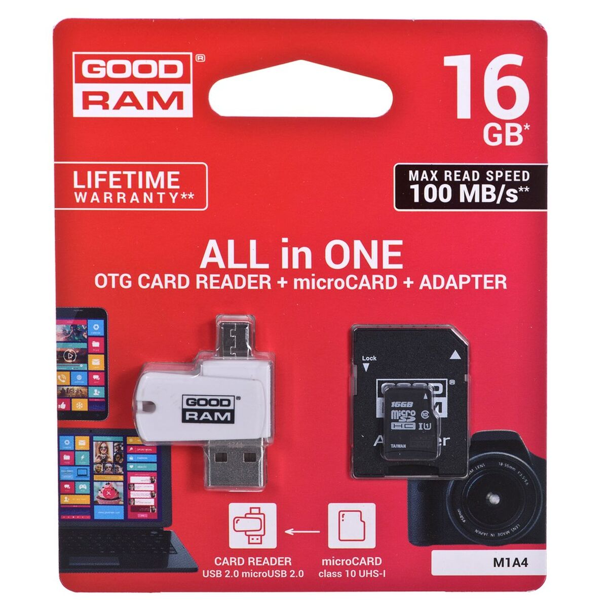 Memória USB GoodRam M1A4 All in One Branco Preto Cinzento 16