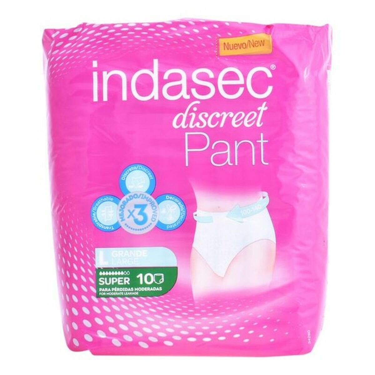 Fraldas para Incontinência Pant Super Talla Grande Indasec 3821866 (10 uds)