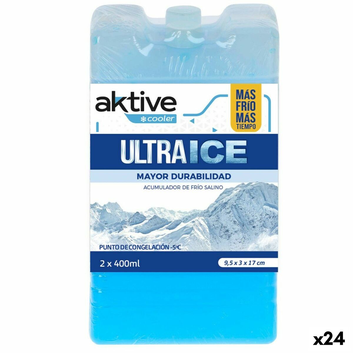 Acumulador de Frio Aktive Ultra Ice 400 ml Acumulador de Frio 2 Peças 9,5 x 17 x 3 cm (24 Unidades)