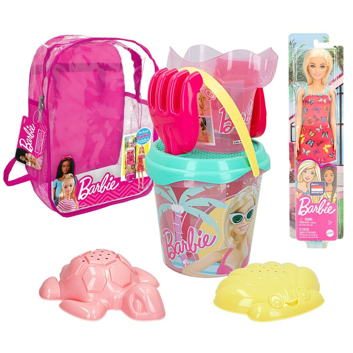 Conjunto de brinquedos de praia Barbie 8 Peças Ø 18 cm