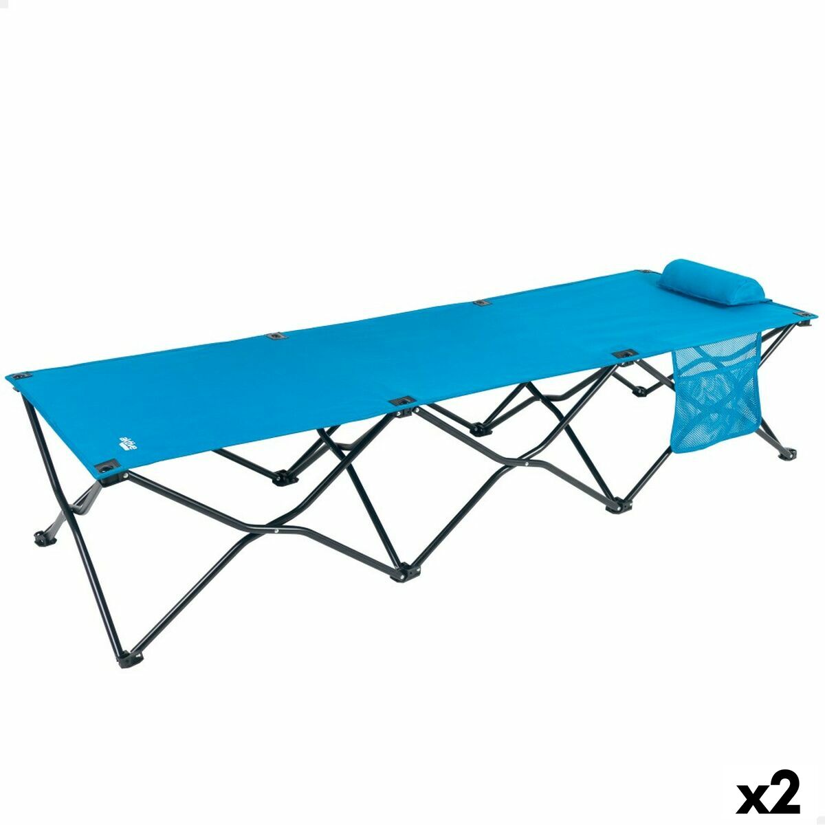Cama rebatível Aktive Azul Camping 178 x 62 x 38 cm 178 x 38 x 62 cm (2 Unidades)