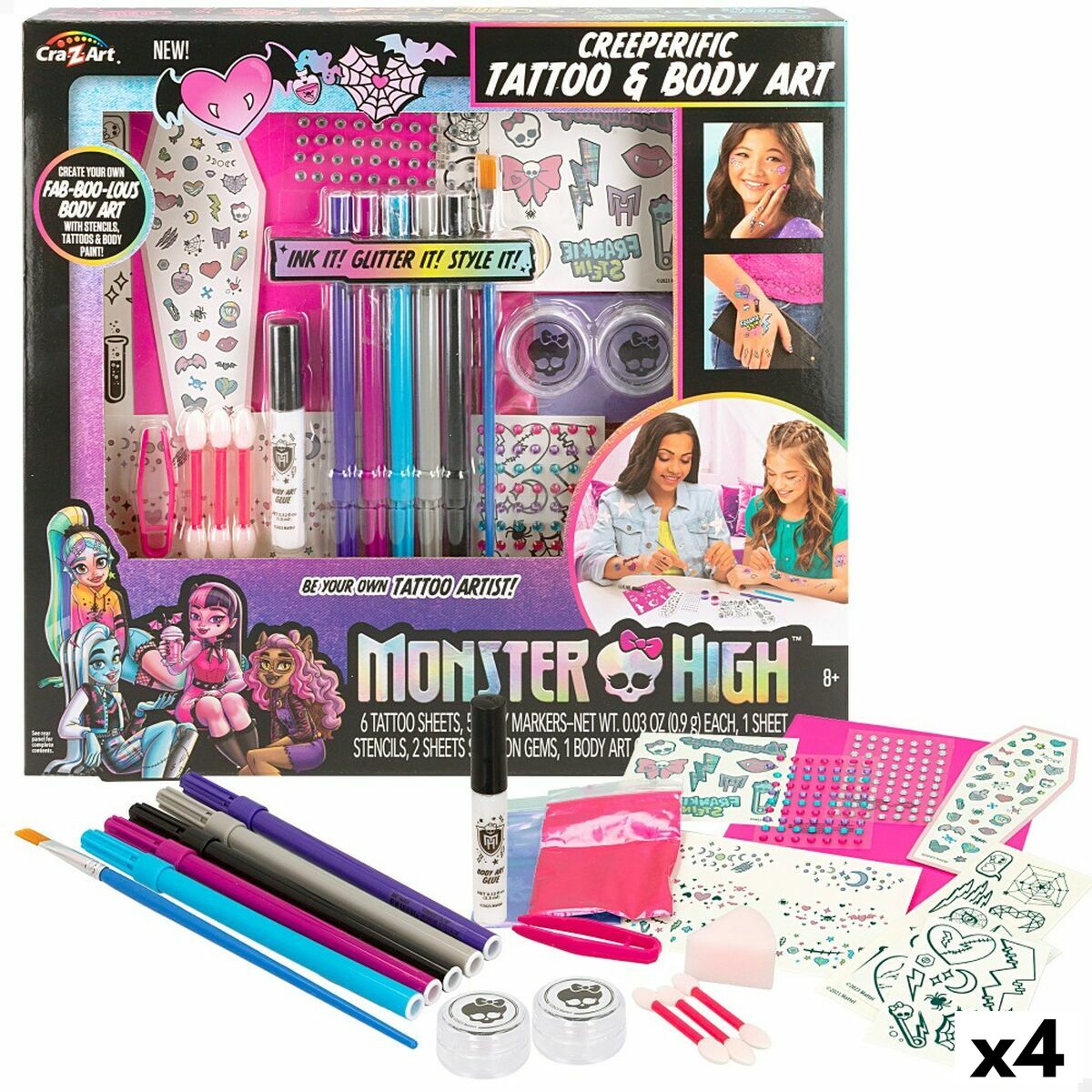 Estudio de Moda Monster High Creeperific Tatuagens Temporais