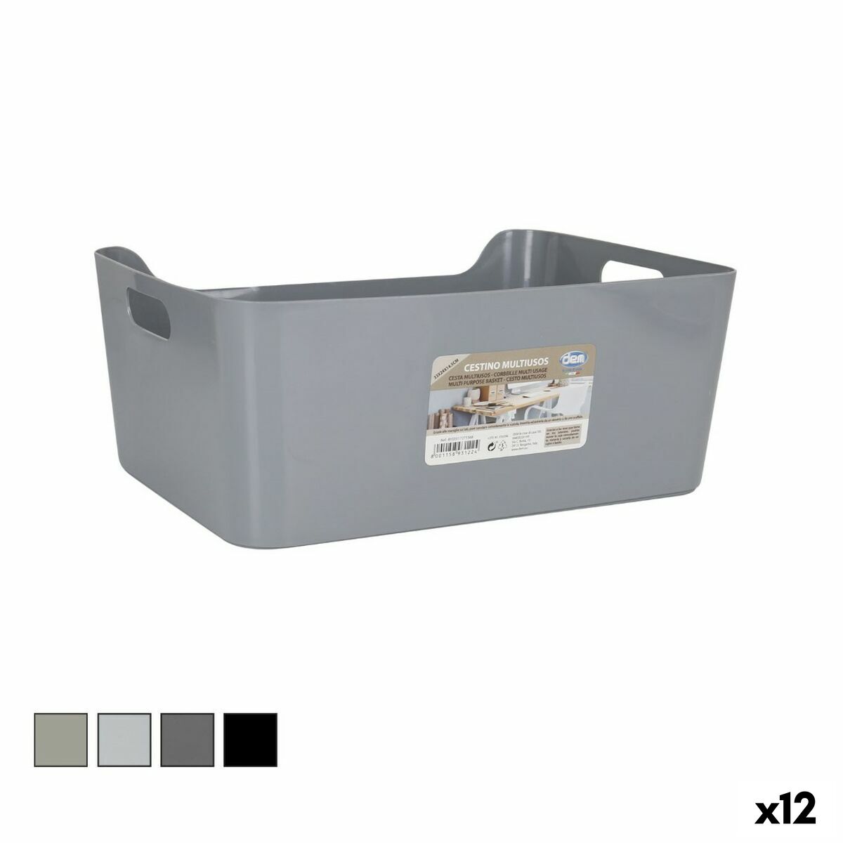 Cesta Multiusos Dem 33 x 24 x 14,5 cm Com pegas (12 Unidades)