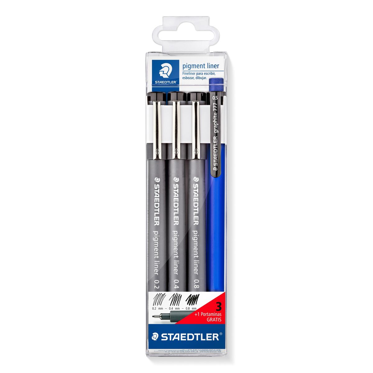 Conjunto de Canetas de Feltro Staedtler 308 S1WP3 Preto 3 Peças